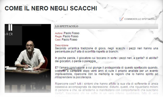 Come il nero negli scacchi. Teatro-it