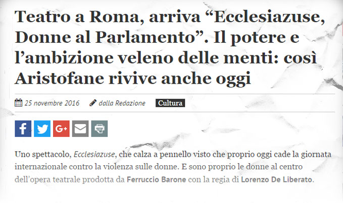 Ecclesiazuse Donne al Parlamento. Lanotiziagiornale